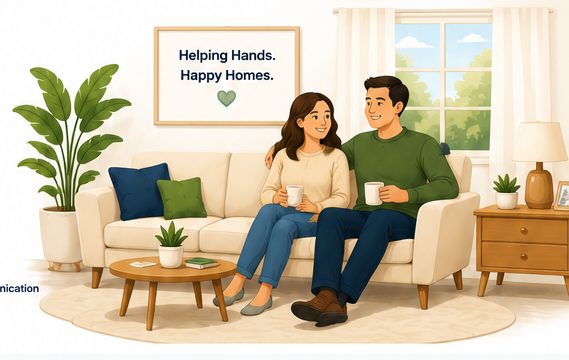 Couple relaxing together at home