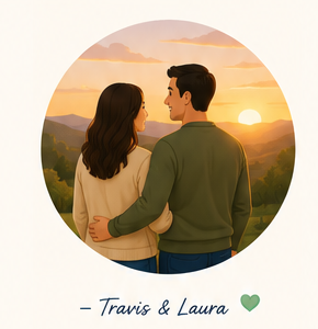 A couple looking toward the horizon